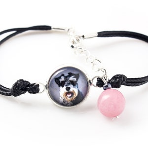 Schnauzer Bracelet with a photo of a dog, Customizable jewelry for pet lovers, Your photo, Handmade
