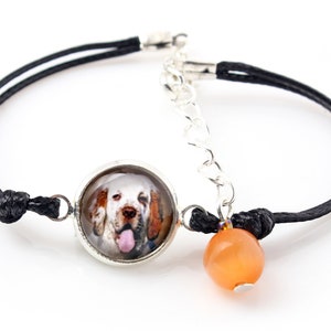Clumber Spaniel Bracelet with a photo of a dog, Customizable jewelry for pet lovers, Your photo, Handmade