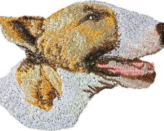 Bull Terrier Patch, Embroidered Tab, Patch with a dog, Sew on patch, Dog embroidery, dog owner accessory, dog lover applique