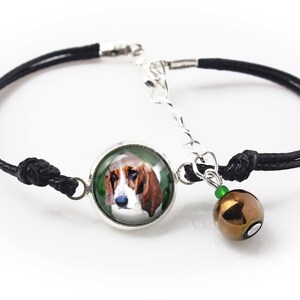 Basset Hound Bracelet with a photo of a dog, Customizable jewelry for pet lovers, Your photo, Handmade