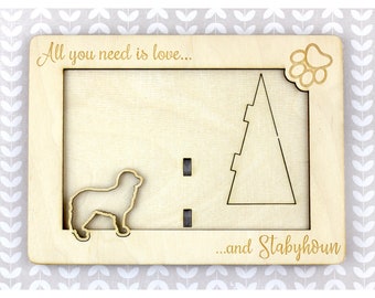 Stabyhoun Photo Frame, Engraved frame, Custom picture frame, Personalized frame, Pet adoption frame, Gift for dog lover, Plywood frame
