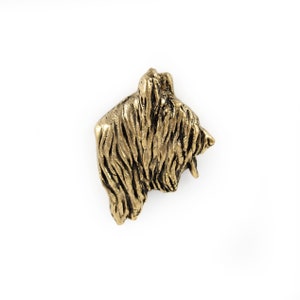 Hoofdspeld briard, vergulde broche, elegant accessoire hondenliefhebber, speld met hond, geschenkdoos, cadeau voor hond
