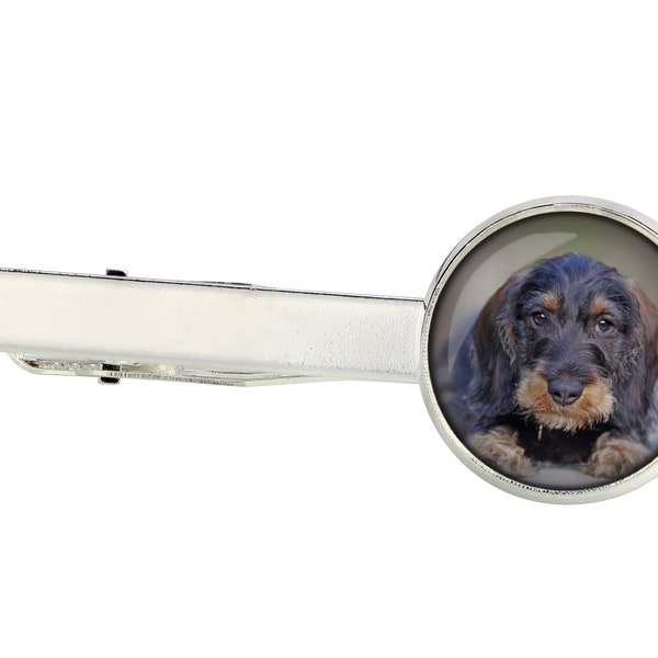 Dachshund wirehaired Tie Clip with a photo of a dog, Customizable men’s jewelry for pet lovers, Your photo, Handmade