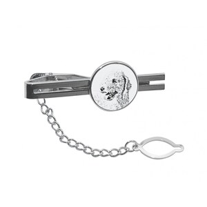 Bedlington Terrier Tie clip with a dog, Tieclip with graphics, Men Jewelry with dogs,Tie clasp with chain,Sketch style dog,Gift for Men