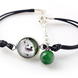 Samoyed Bracelet with a photo of a dog, Customizable jewelry for pet lovers, Your photo, Handmade