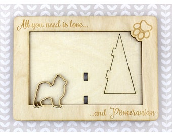 Pomeranian Photo Frame, Engraved frame, Custom picture frame, Personalized frame, Pet adoption frame, Gift for dog lover, Plywood frame