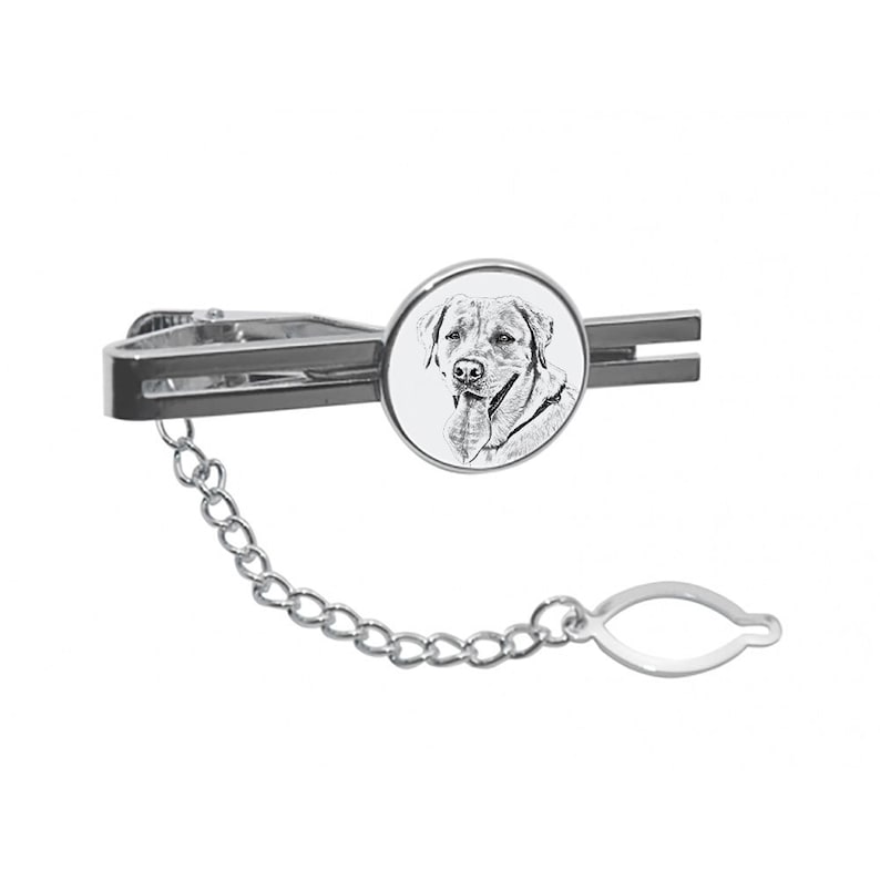 Tieclip with graphics Men Jewelry with dogs Gift for Men Tie clasp with chain Labrador Retriever Tie clip with a dog Sketch style dog