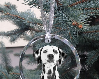 Dalmatian Crystal Ornament, Custom Christmas Ball with photo, Hanging Decoration with Dog, Christmas Decor, Christmas Tree Medallion