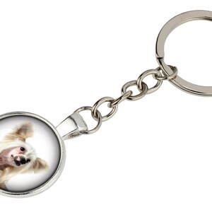 Chinese Crested Dog Keyring with a photo of a dog, Customizable keychain for pet lovers, Your photo, Handmade
