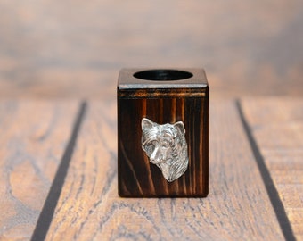 Portavelas de perro crestado chino, soporte para velas de té, portavelas de madera, decoración para el hogar y la oficina, regalo para amantes de los perros, decoración para amantes de los perros