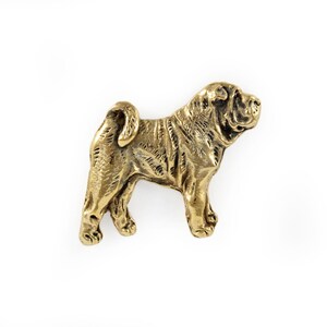 Shar pei-lichaamsspeld, vergulde broche, elegant accessoire voor hondenliefhebber, pin met hond, geschenkdoos, cadeau voor hond