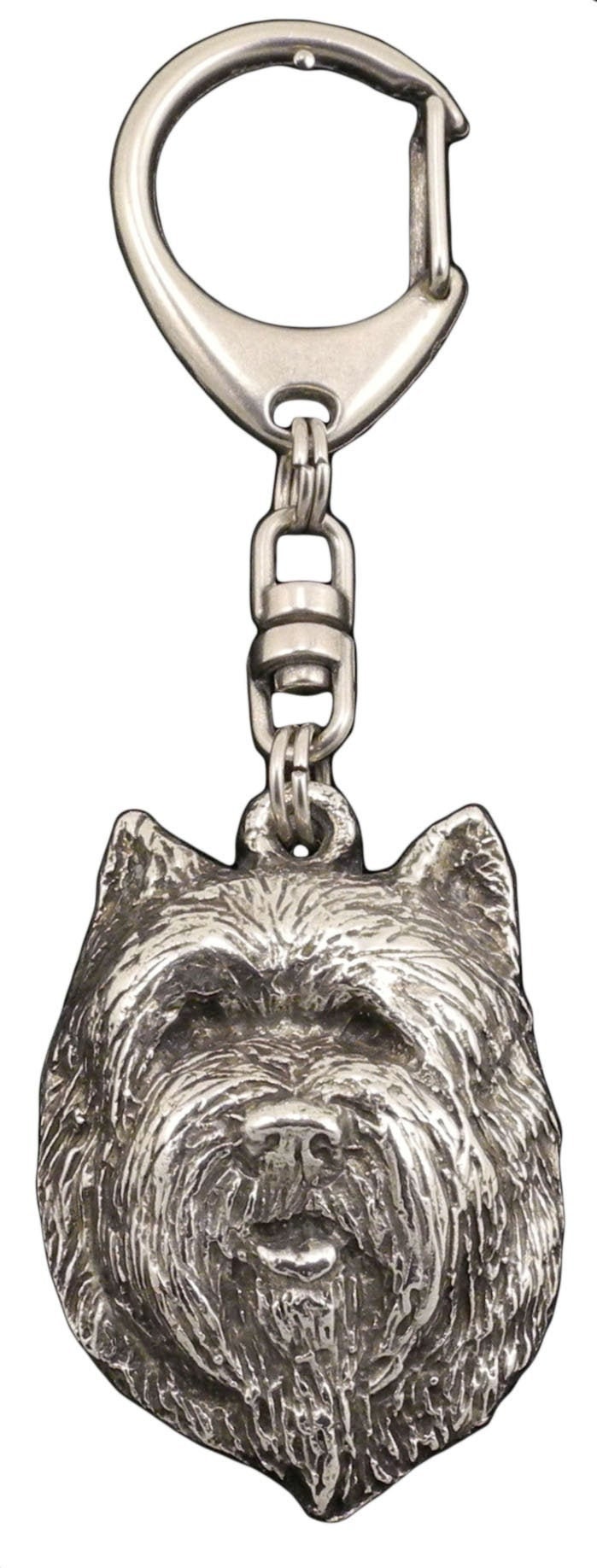Cairn terrier Keyring, Silver plated keychain, Key ring with a dog, Solid key pendant, Gift Box available