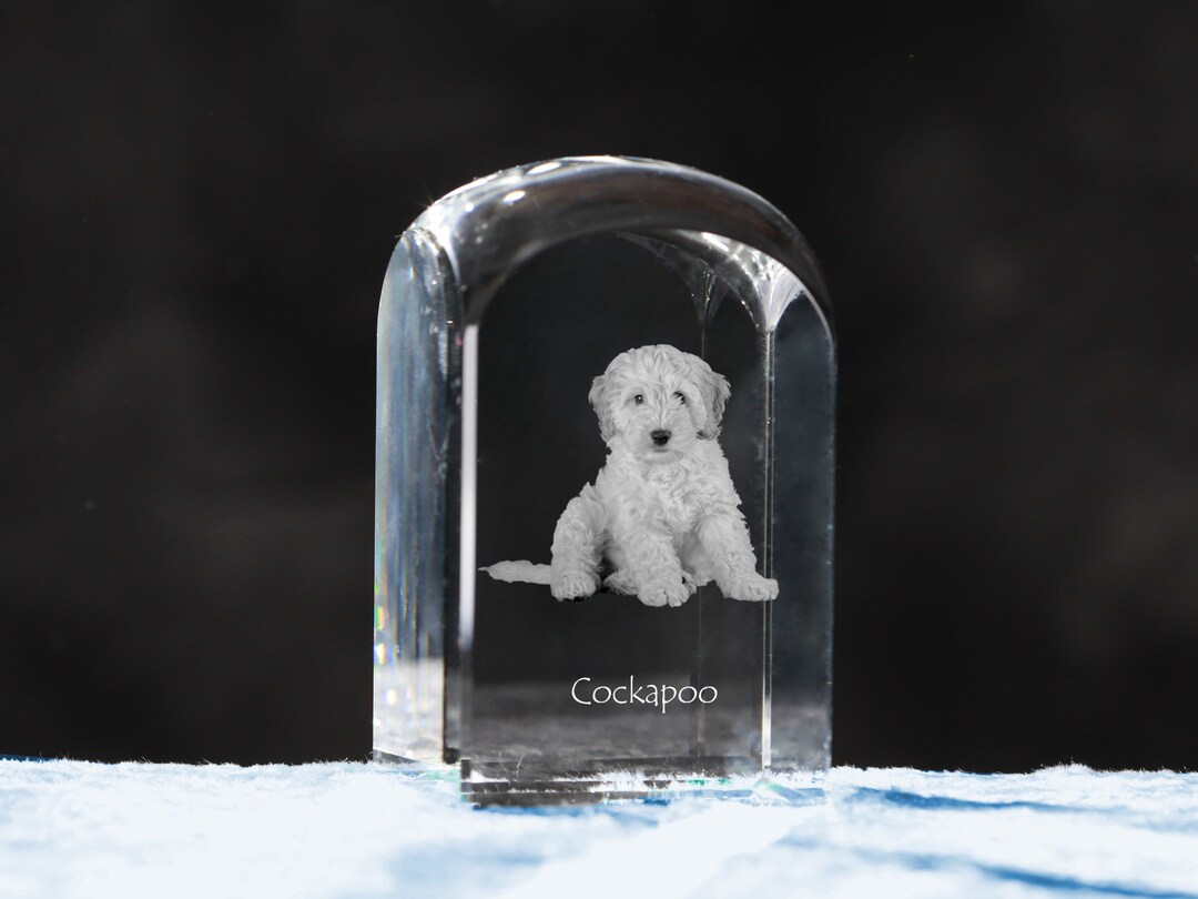 Cockapoo Engrave Cockapoo Engraved Crystal, Crystal With Dog, Standing Decoration With ...