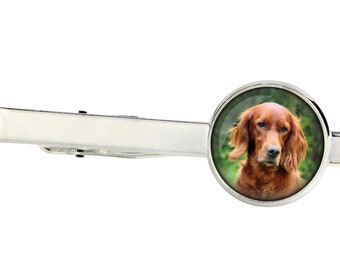 Setter Tie Clip with a photo of a dog, Customizable men’s jewelry for pet lovers, Your photo, Handmade