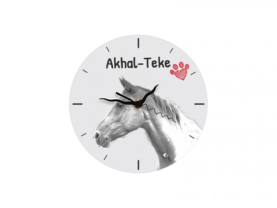 Un orologio con un cavallo, Akhal-Teke, orologio in MDF, un - Main Image