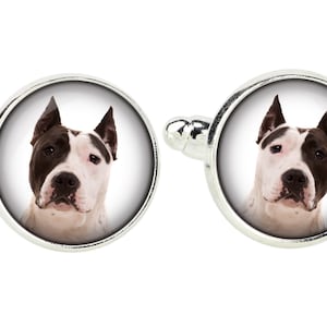 American Staffordshire Terrier, Amstaff Cufflinks with a photo of a dog, Customizable men’s jewelry for pet lovers, Your photo, Handmade