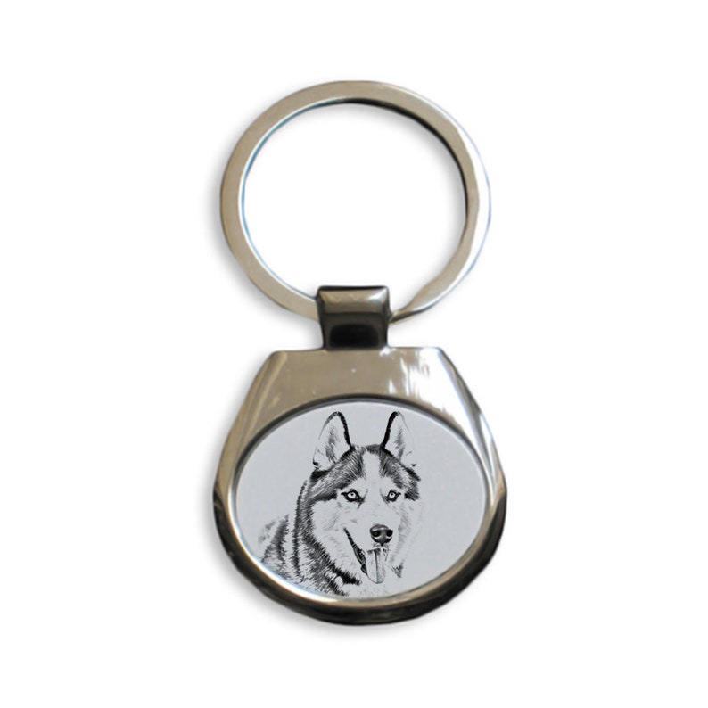 Graphics Siberian Husky Keyring Metal Key Holder Keychain with a dog Solid Key Pendant Key ring