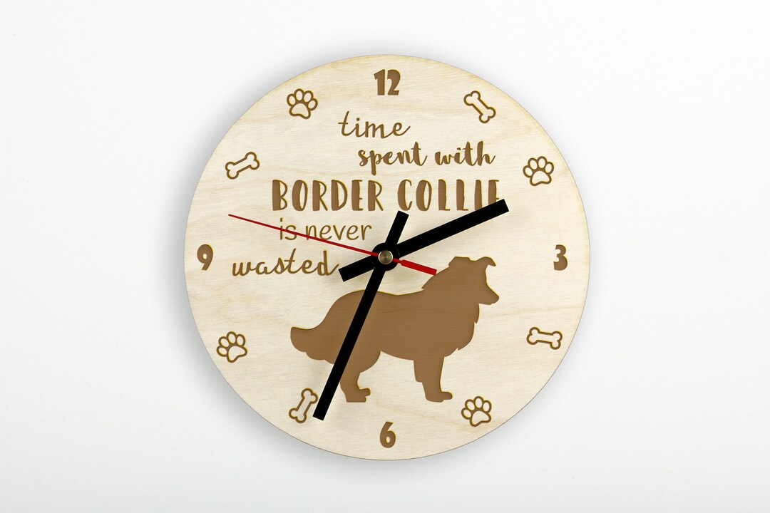 Border Collie A Clock With a Dog, Wooden Clock, Wall Clock for Dog ...