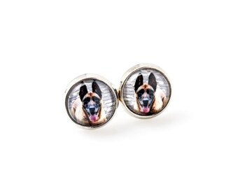 Malinois Stud earrings with a photo of a dog, Customizable jewelry for pet lovers, Your photo, Handmade