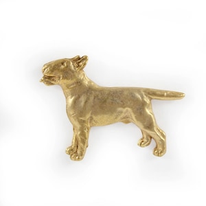 Bodypin Bull Terrier, vergulde broche, elegant accessoire voor hondenliefhebber, pin met hond, geschenkdoos, cadeau voor hond