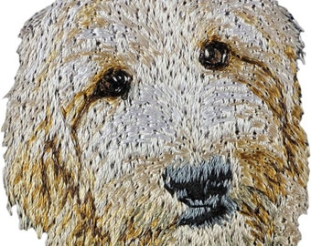 Goldendoodle Patch, Embroidered Tab, Patch with a dog, Sew on patch, Dog embroidery, dog owner accessory, dog lover applique