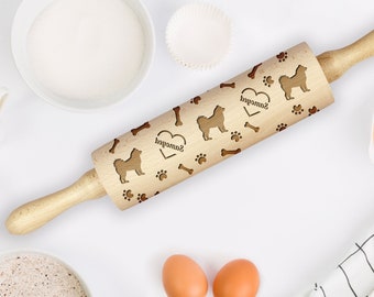 Love Samoyed Rolling Pin for Cookies with Dog, Engraved Rolling-pin, Embossing Rolling Pin, Roller with Your Pattern