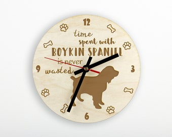 Boykin Spaniel A clock with a dog, wooden clock, wall clock for dog lovers, desk and shelf clock. Custom, high quality engraving