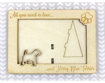 Kerry Blue Terrier Photo Frame, Engraved frame, Custom picture frame, Personalized frame, Pet adoption frame, Gift for dog lover, Plywood