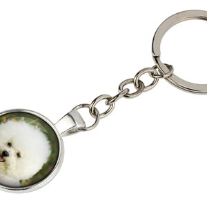 Bichon Keyring with a photo of a dog, Customizable keychain for pet lovers, Your photo, Handmade