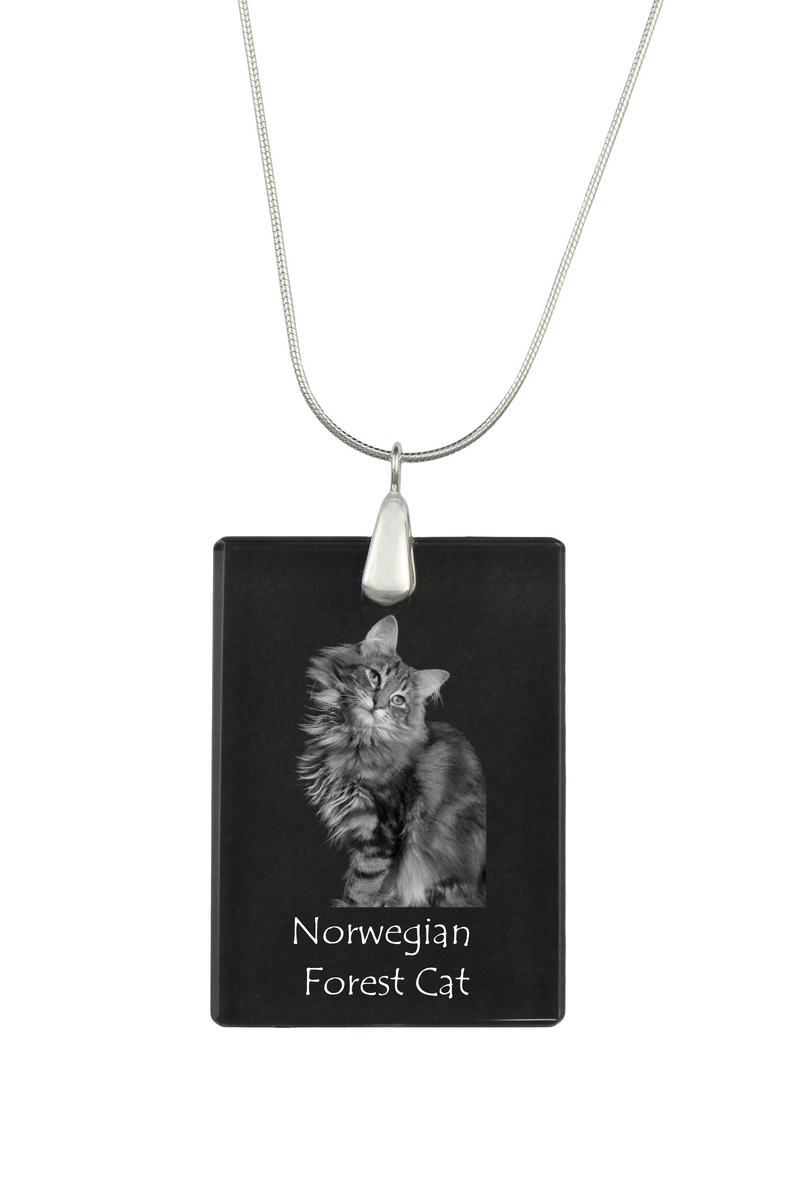 ノルウェージャンフォレストキャットのクリスタルペンダント（猫付き 