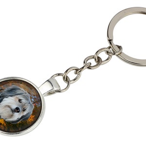 Polish Lowland Sheepdog Keyring with a photo of a dog, Customizable keychain for pet lovers, Your photo, Handmade
