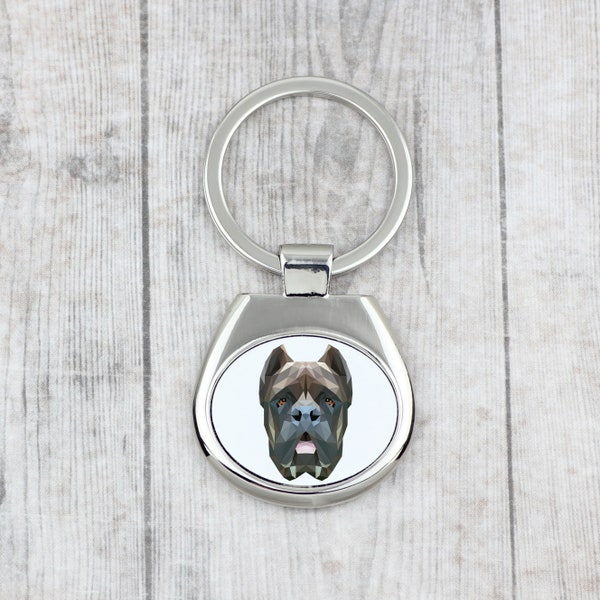 Geometric Cane Corso Keyring, Keychain with a dog, Key ring, Metal Key Holder, Solid Key Pendant, Modern Graphics