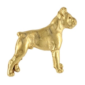 Boxerpin, vergulde broche, elegant accessoire voor hondenliefhebber, pin met hond, geschenkdoos, cadeau voor hond