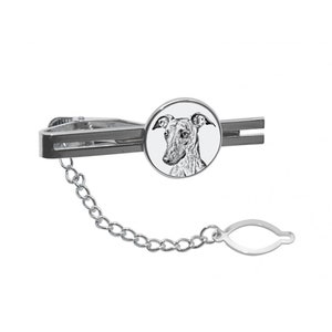 Whippet Tie clip with a dog, Tieclip with graphics, Men Jewelry with dogs, Tie clasp with chain, Sketch style dog, Gift for Men