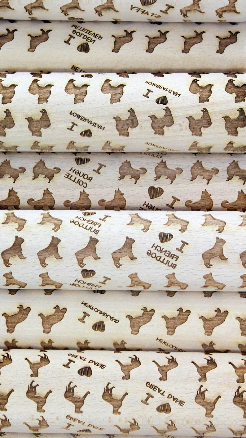 Roller with Your Pattern Embossing Rolling Pin French Bulldog Rolling Pin for Cookies with Dog/'s Head Engraved Rolling-pin