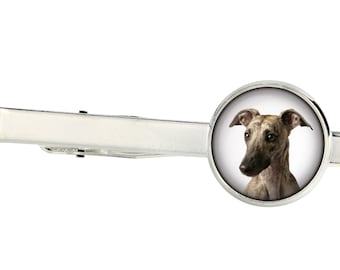 Whippet Tie Clip with a photo of a dog, Customizable men’s jewelry for pet lovers, Your photo, Handmade