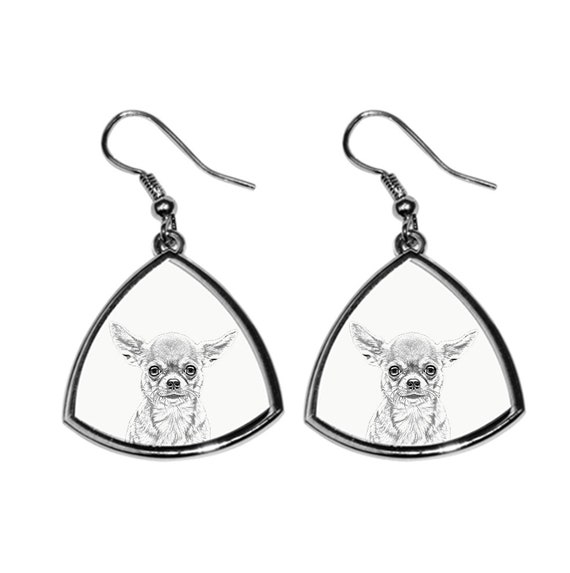 Buy Chihuahua Earrings With a Dog, Hanging, Triangle Earrings With