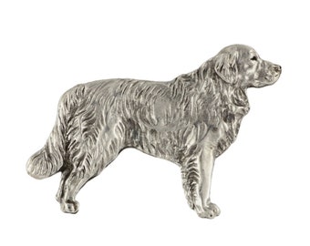 Golden Retriever Körper Pin, versilberte Brosche, elegantes Hundeliebhaber Accessoire, Pin mit Hund, Geschenkbox, Geschenk für Hunde Person