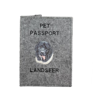 Landseer Passport Holder, Dog passport wallet, Embroidered felt document cover, Traveler’s gift, dog owner accessory, dog lover gift