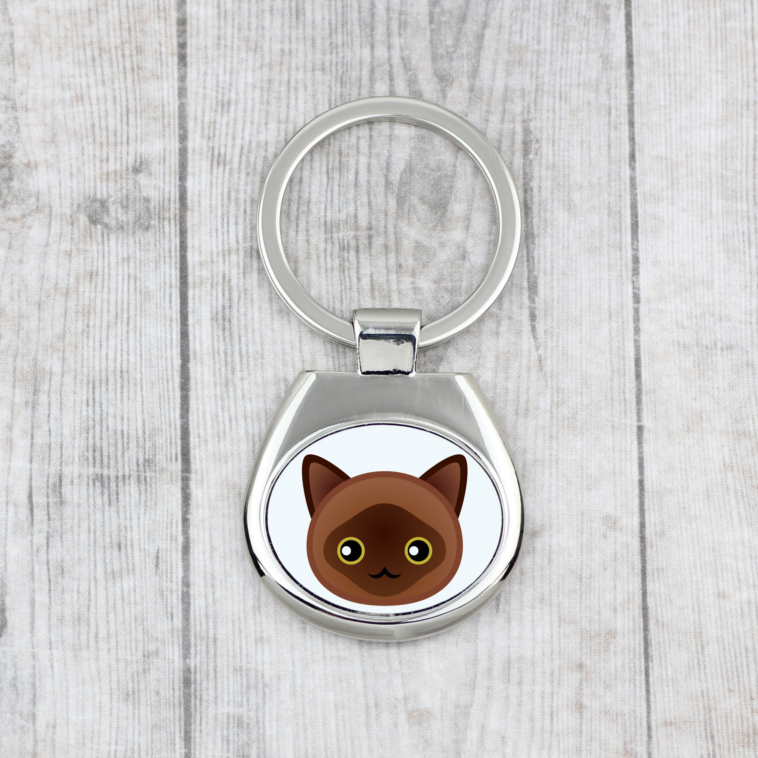 Geometric Key Ring Geometric Burmese Keyring, Keychain With a Cat, Key Ring, Metal Key ...