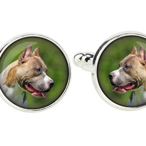 Pit Bull Cufflinks with a photo of a dog, Customizable men’s jewelry for pet lovers, Your photo, Handmade
