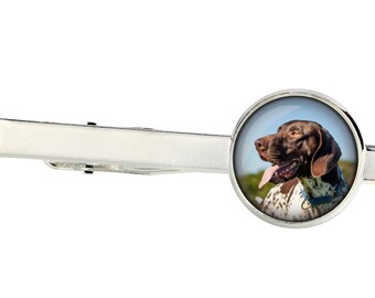 Pointer Tie Clip with a photo of a dog, Customizable men’s jewelry for pet lovers, Your photo, Handmade