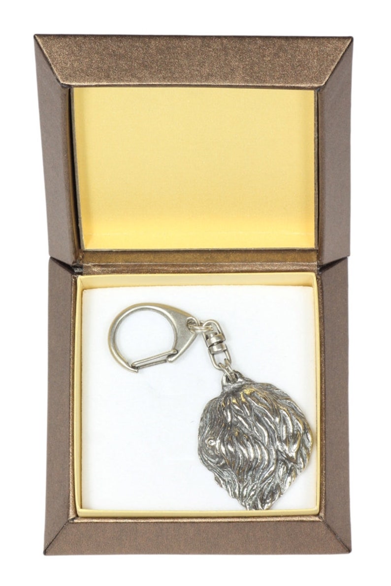 Polish Lowland Sheepdog Keyring Gift Box available Key ring with a dog Silver plated keychain Solid key pendant