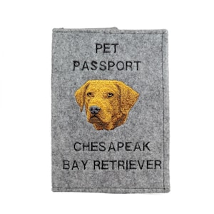 Chesapeak Bay Retriever Passport Holder, Dog passport wallet, Embroidered felt document cover, Traveler’s gift, dog owner accessory