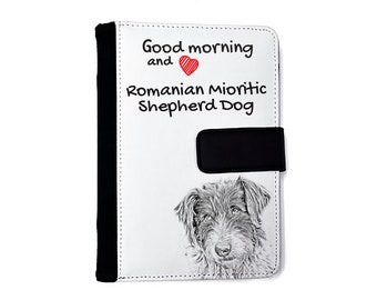 Notebook with a dog, Romanian Mioritic Shepherd Dog. Eco-leather cover. Address book. Recipe book. Replaceable sheets of paper.