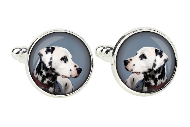 Your photo Handmade Dalmatian Cufflinks with a photo of a dog Customizable men\u2019s jewelry for pet lovers