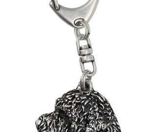 Lagotto Romagnolo Keyring, Silver plated keychain, Key ring with a dog, Solid key pendant, Gift Box available