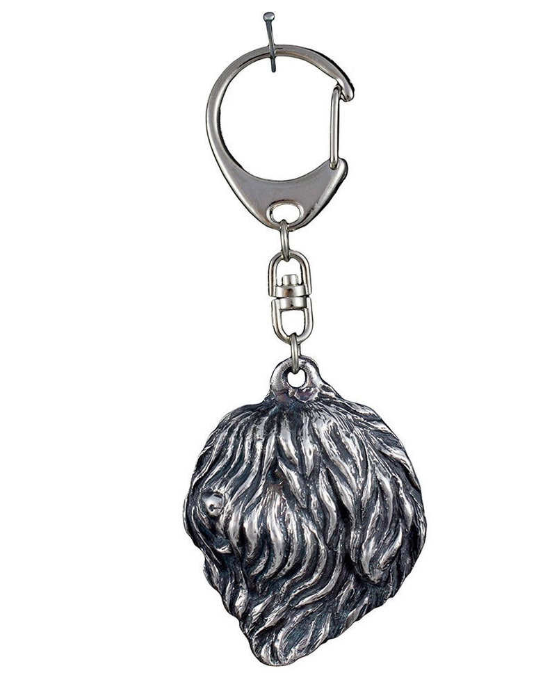 Polish Lowland Sheepdog Keyring Gift Box available Key ring with a dog Silver plated keychain Solid key pendant