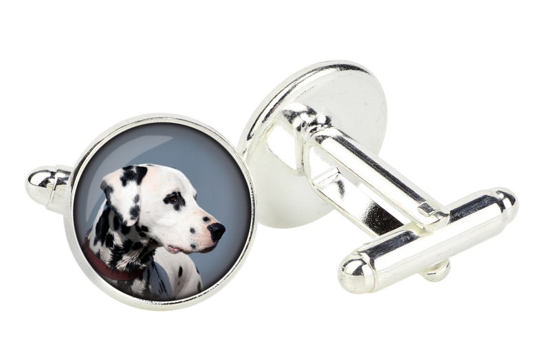 Your photo Handmade Dalmatian Cufflinks with a photo of a dog Customizable men\u2019s jewelry for pet lovers