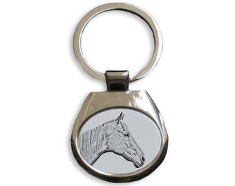 Retired Race Horse Keyring, Keychain with a horse, Key ring, Metal Key Holder, Solid Key Pendant, Graphics